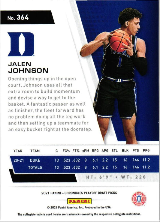 2021 Panini Chronicles Draft Picks Jalen Johnson