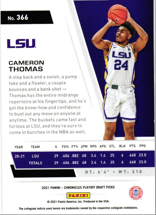 2021 Panini Chronicles Draft Picks Cameron Thomas