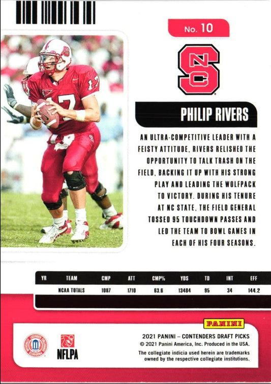 2021 Panini Contenders Draft Picks Philip Rivers