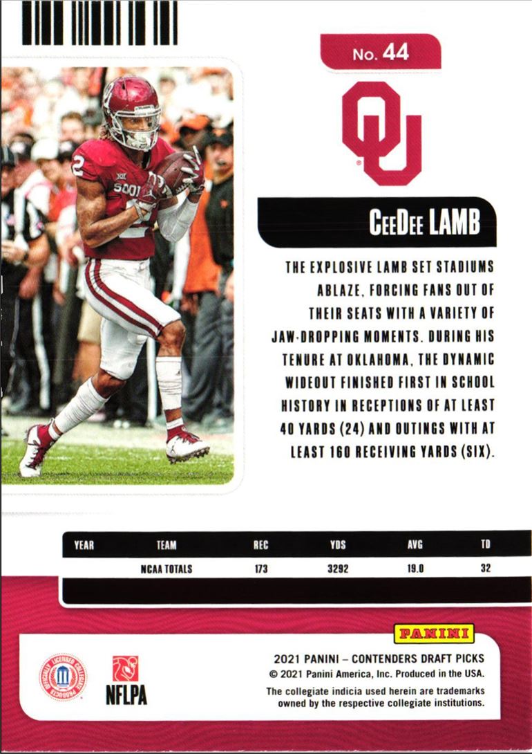 2021 Panini Contenders Draft Picks CeeDee Lamb