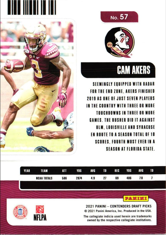 2021 Panini Contenders Draft Picks Cam Akers