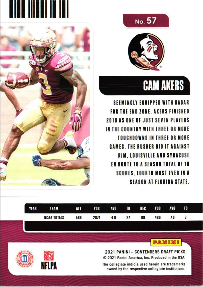 2021 Panini Contenders Draft Picks Cam Akers