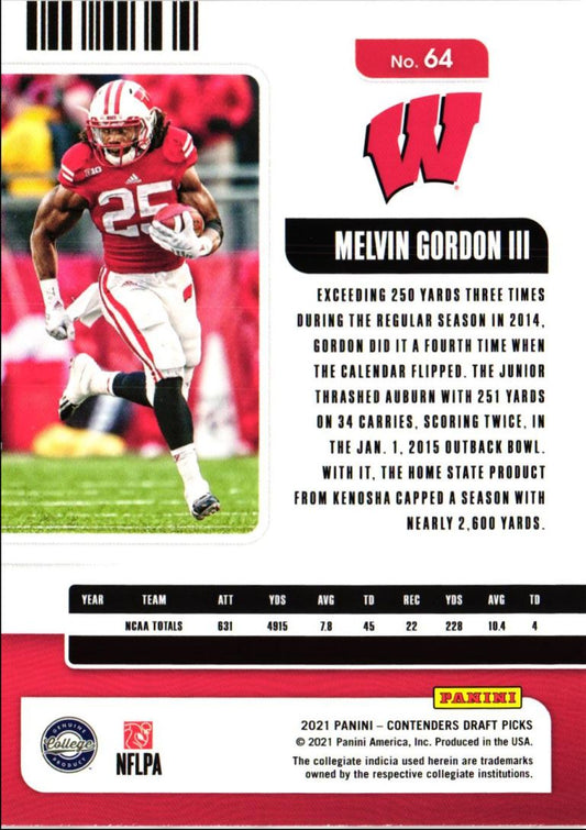 2021 Panini Contenders Draft Picks Melvin Gordon III