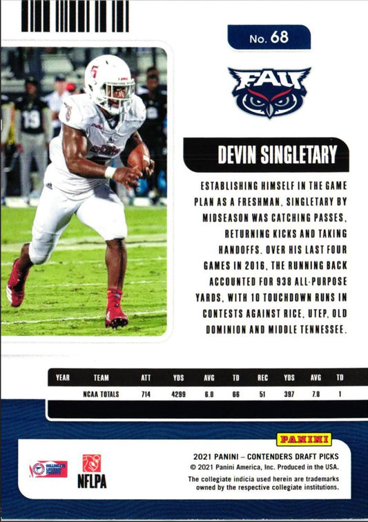 2021 Panini Contenders Draft Picks Devin Singletary