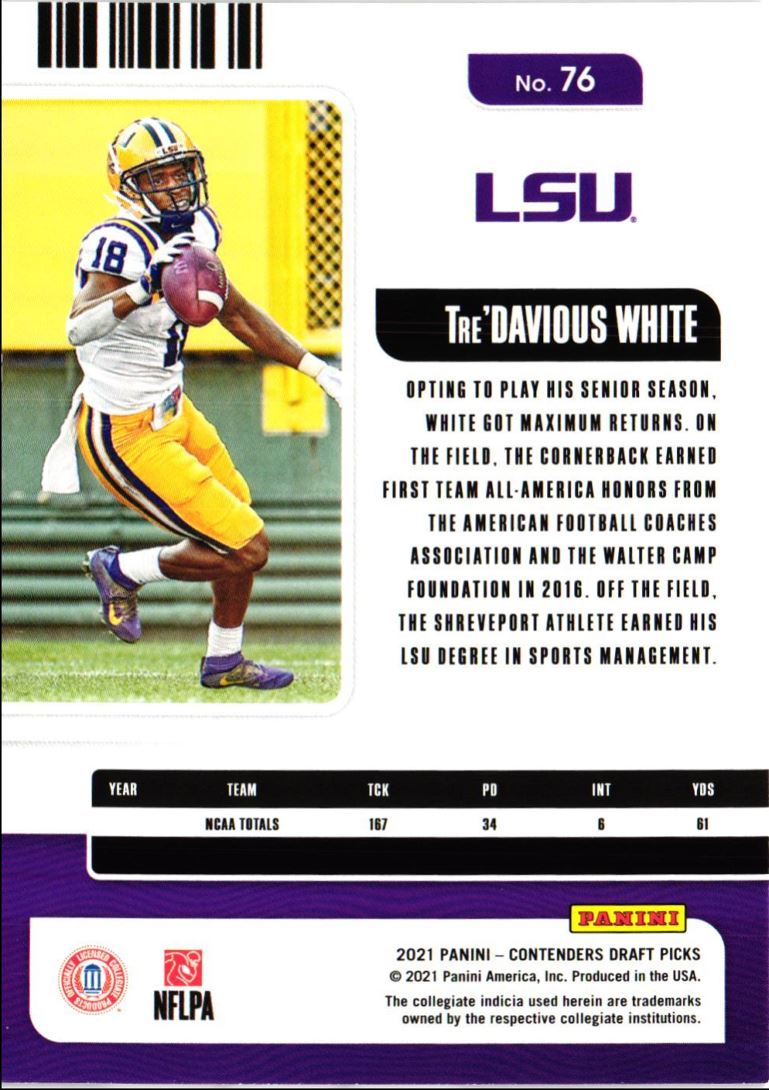 2021 Panini Contenders Draft Picks Tre'Davious White