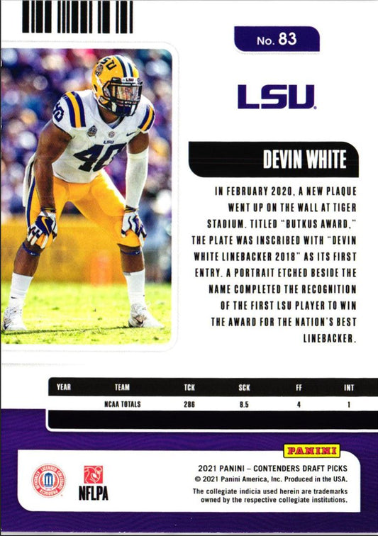 2021 Panini Contenders Draft Picks Devin White