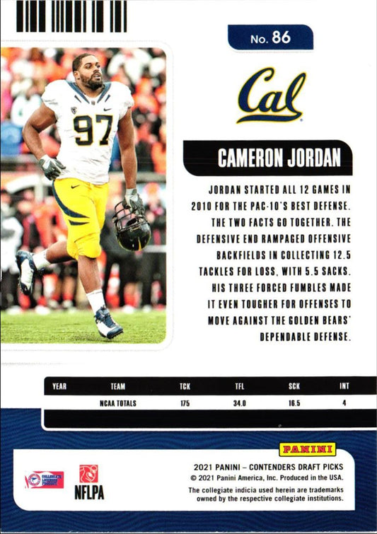 2021 Panini Contenders Draft Picks Cameron Jordan