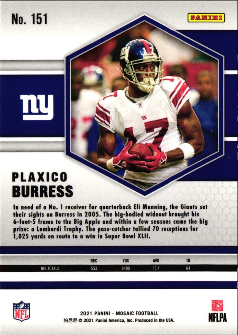 2021 Panini Mosaic Plaxico Burress