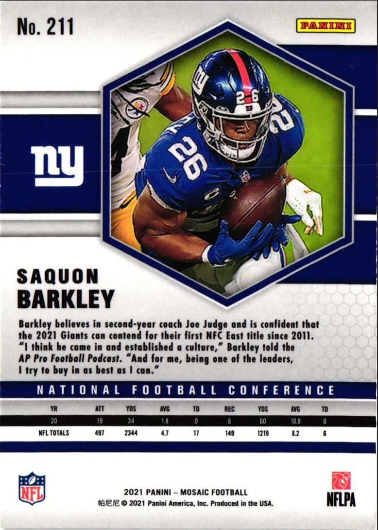 2021 Panini Mosaic Saquon Barkley