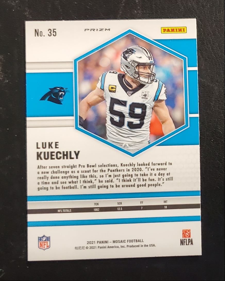 2021 Panini Mosaic Blue Reactive Luke Kuechly