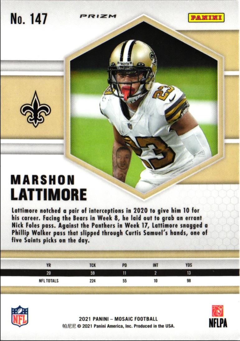 2021 Panini Mosaic Reactive Orange Prizm Marshon Lattimore