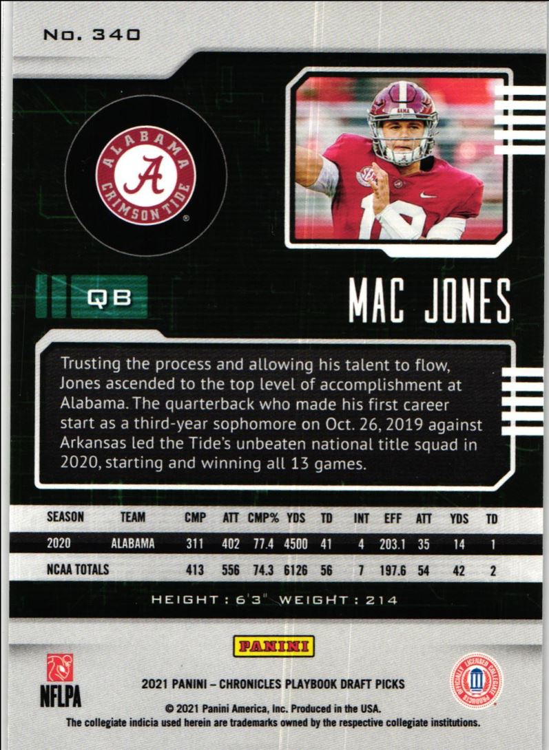 2021 Panini Playbook Draft Picks Mac Jones