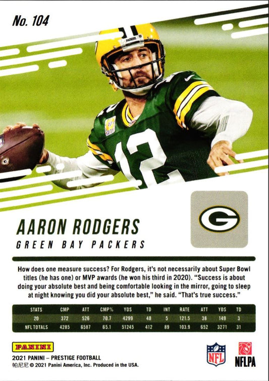 2021 Panini Prestige Aaron Rodgers