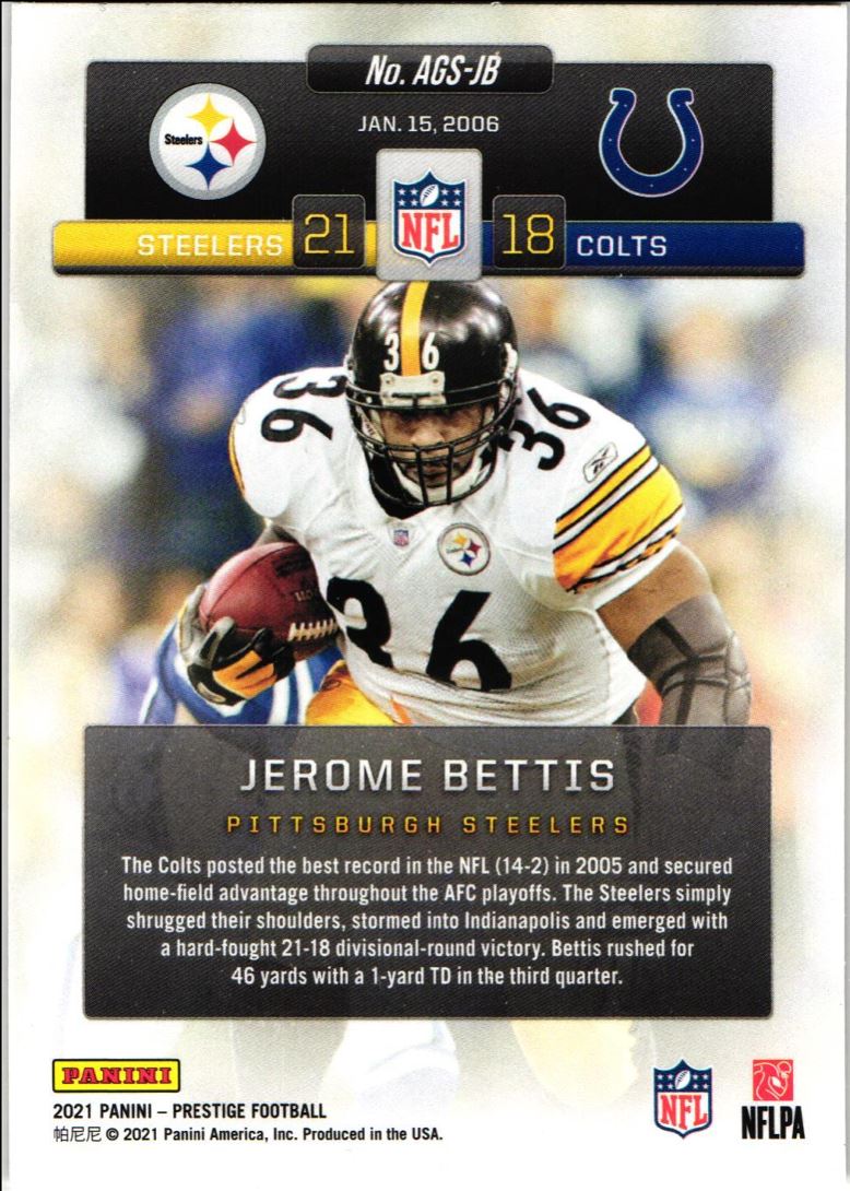 2021 Panini Prestige Any Given Sunday Jerome Bettis