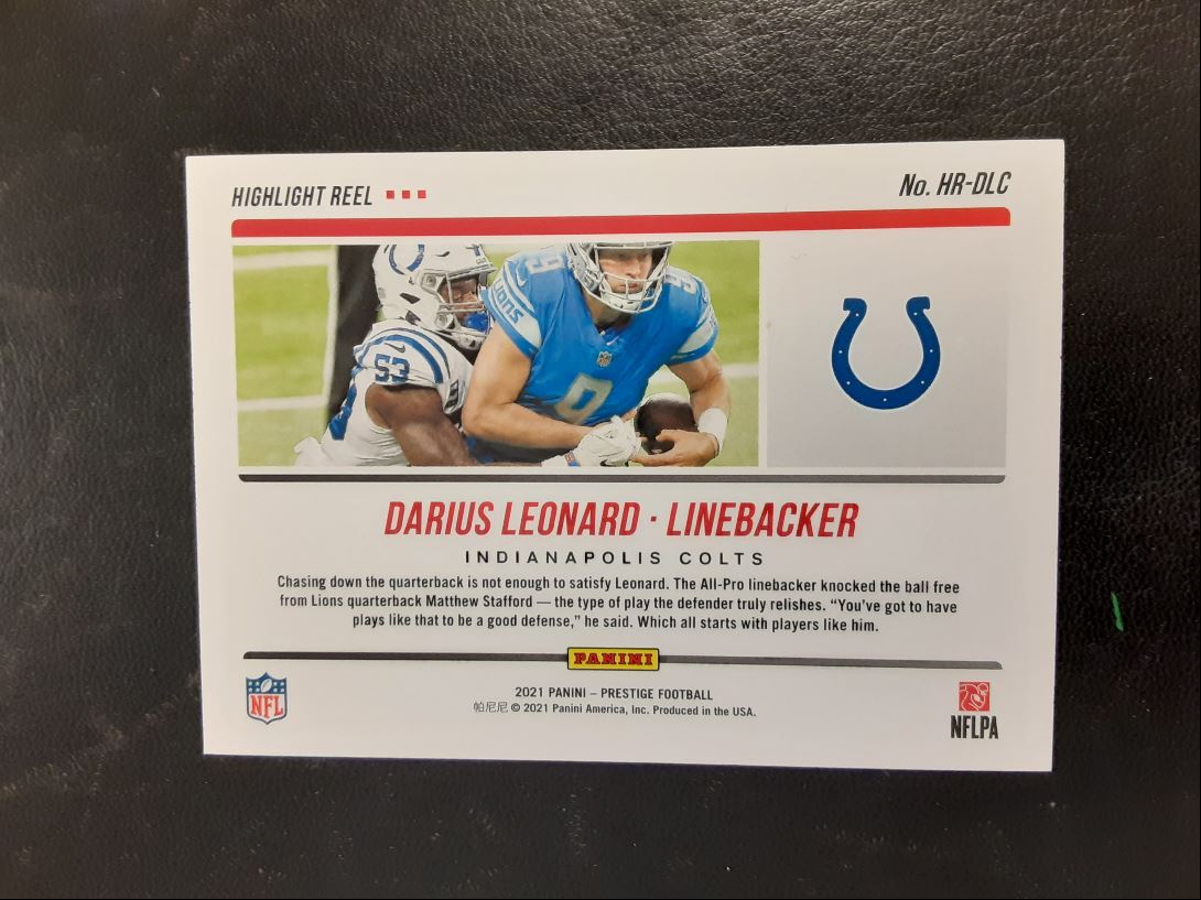 2021 Panini Prestige Highlight Reel Darius Leonard