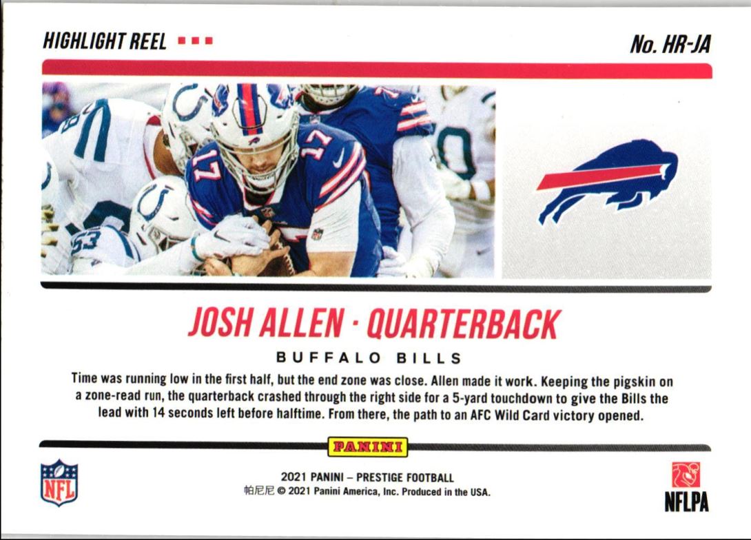 2021 Panini Prestige Highlight Reel Josh Allen