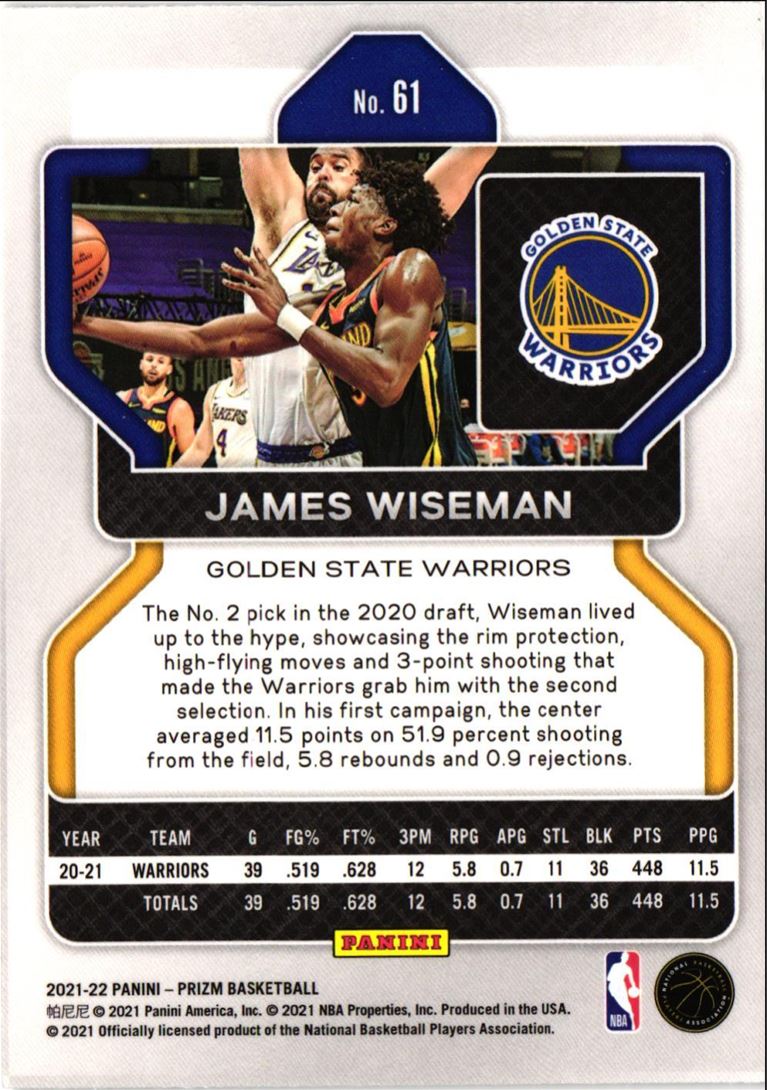 2021 Panini Prizm James Wiseman