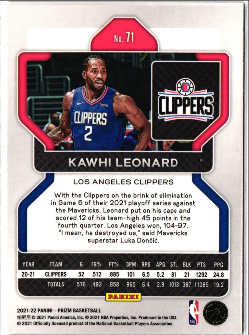 2021 Panini Prizm Kawhi Leonard