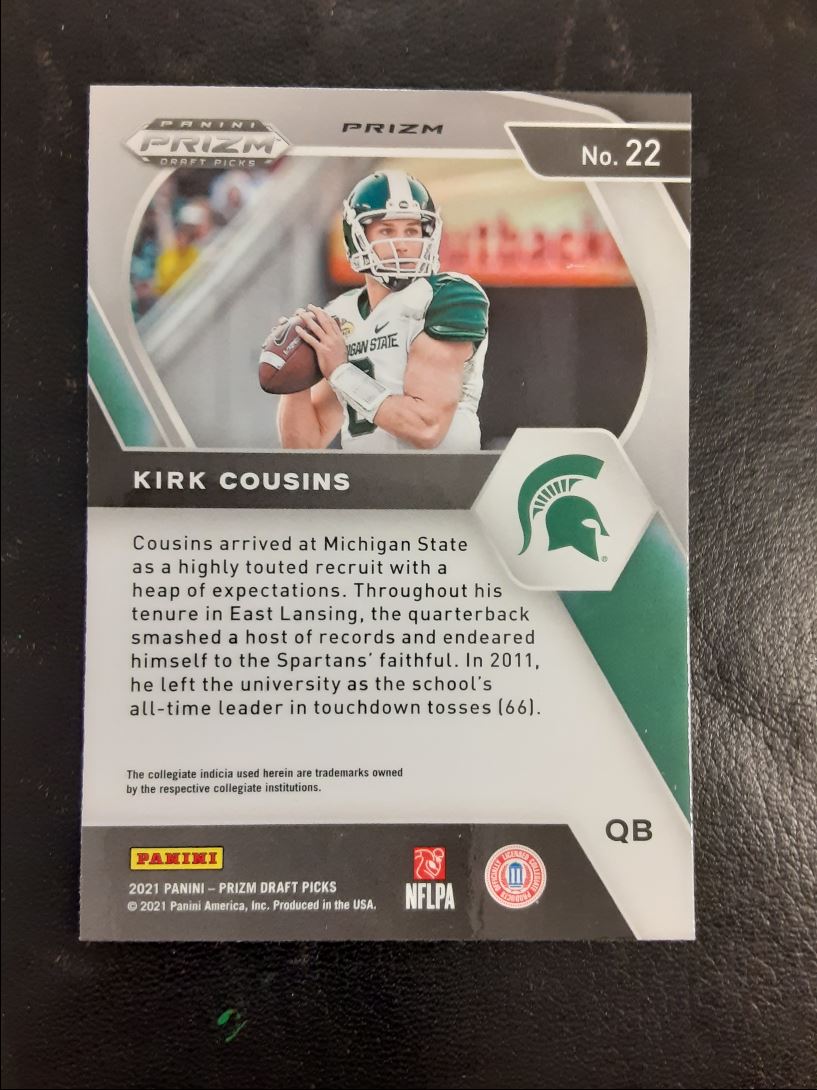 2021 Panini Prizm Collegiate Draft Silver Prizm Kirk Cousins