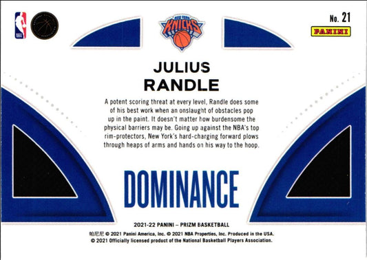 2021 Panini Prizm Dominance Julius Randle