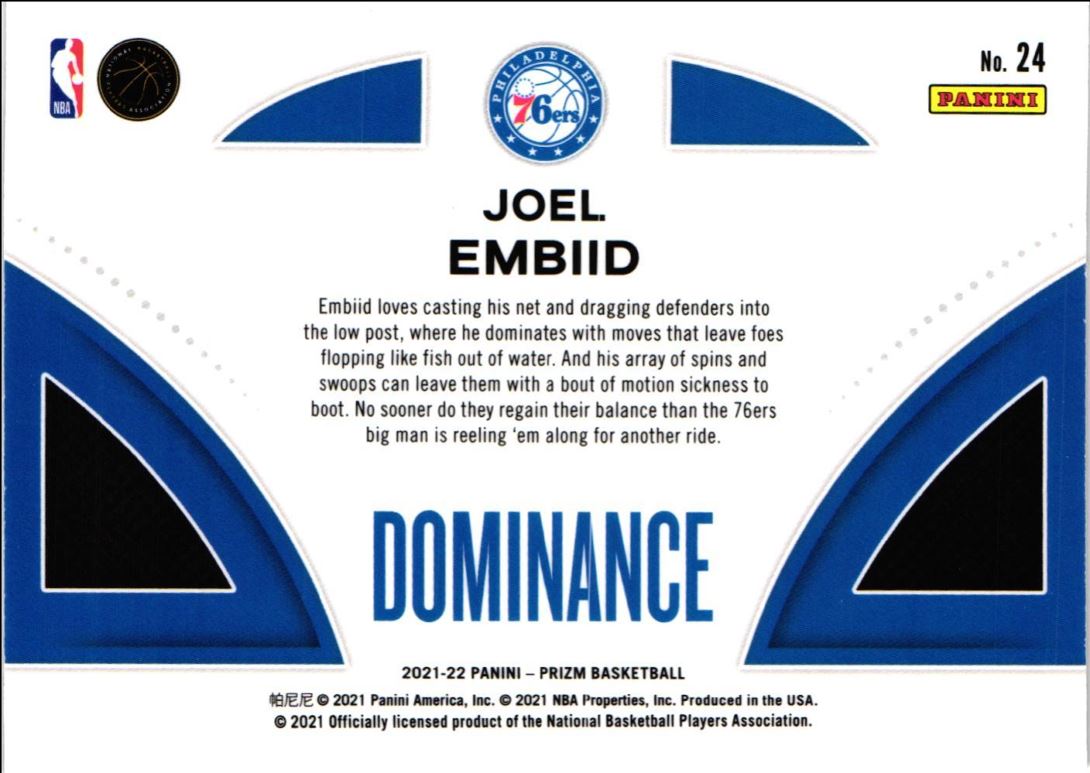 2021 Panini Prizm Dominance Joel Embiid