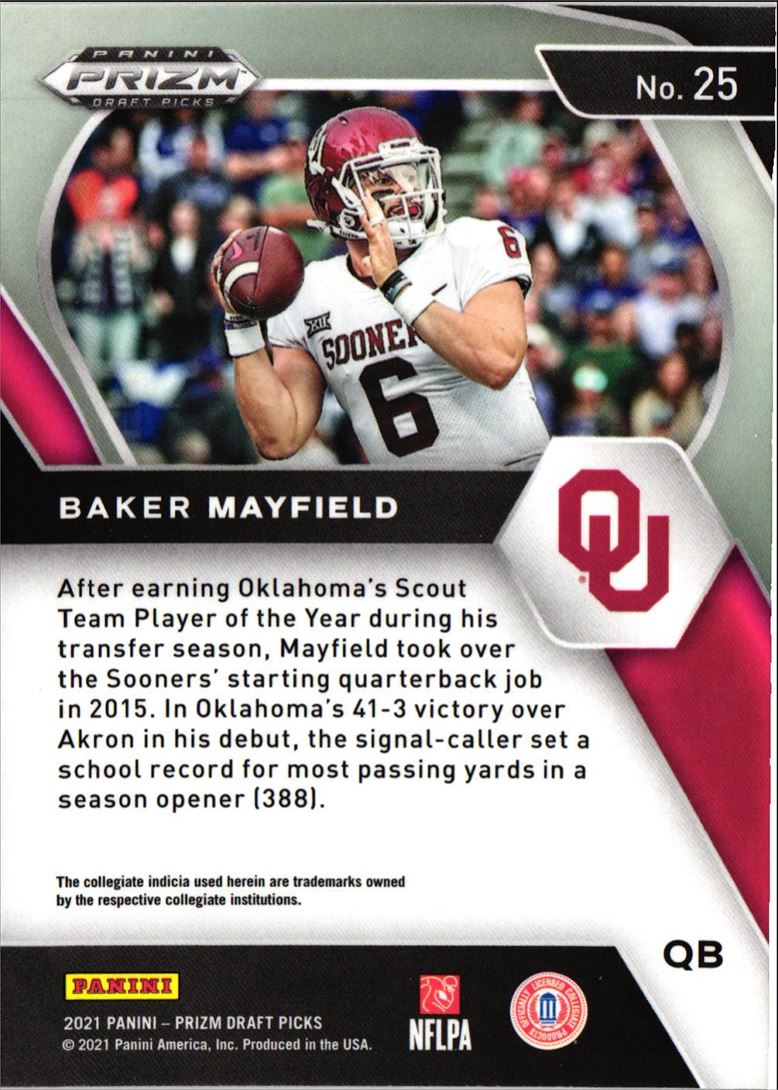 2021 Panini Prizm Draft Picks Collegiate Baker Mayfield