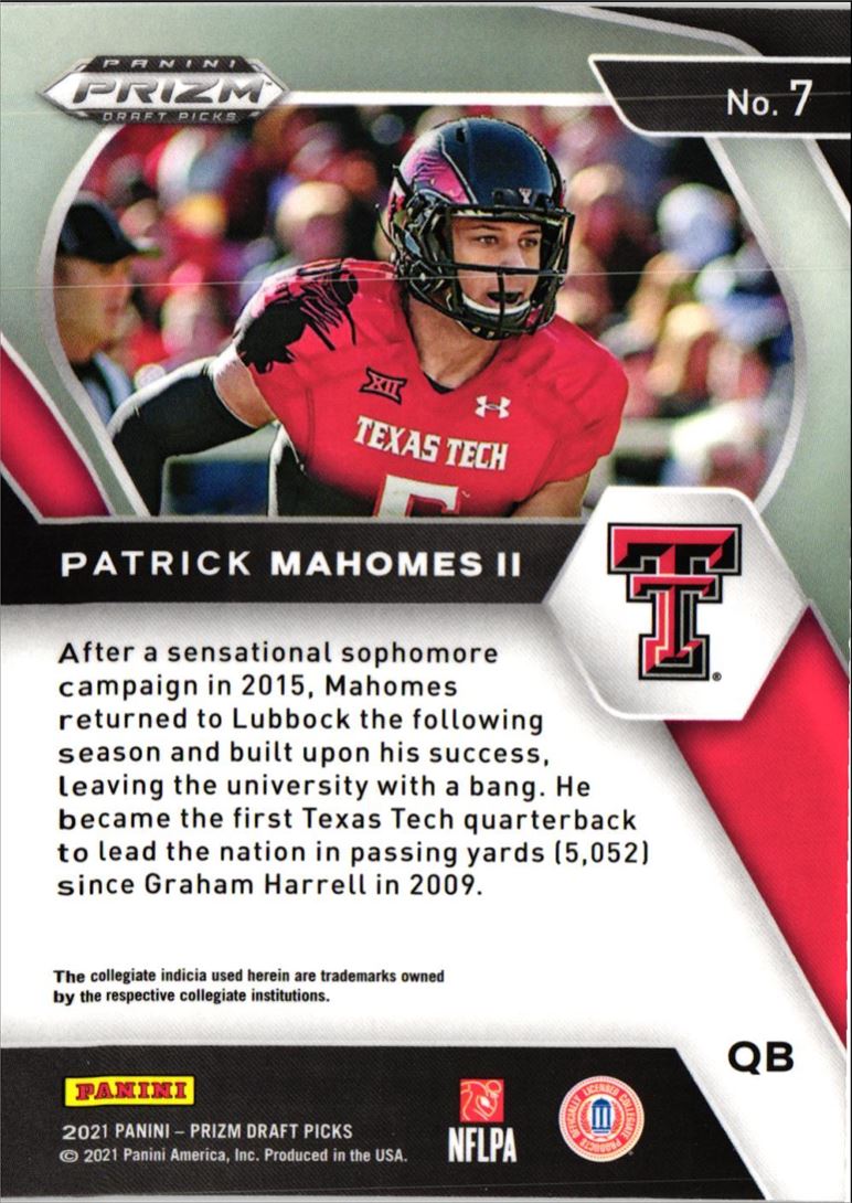 2021 Panini Prizm Draft Picks Collegiate Patrick Mahomes II