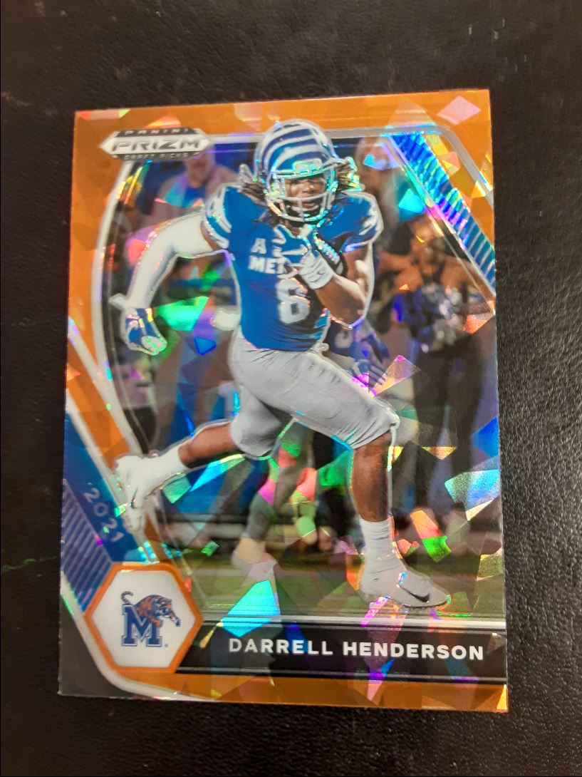 2021 Panini Prizm Draft Picks Collegiate Orange Cracked Ice Darrell Henderson