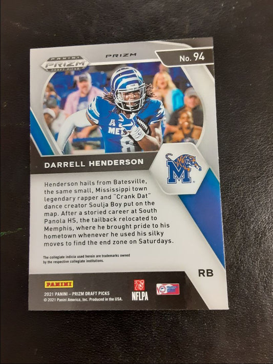 2021 Panini Prizm Draft Picks Collegiate Orange Cracked Ice Darrell Henderson