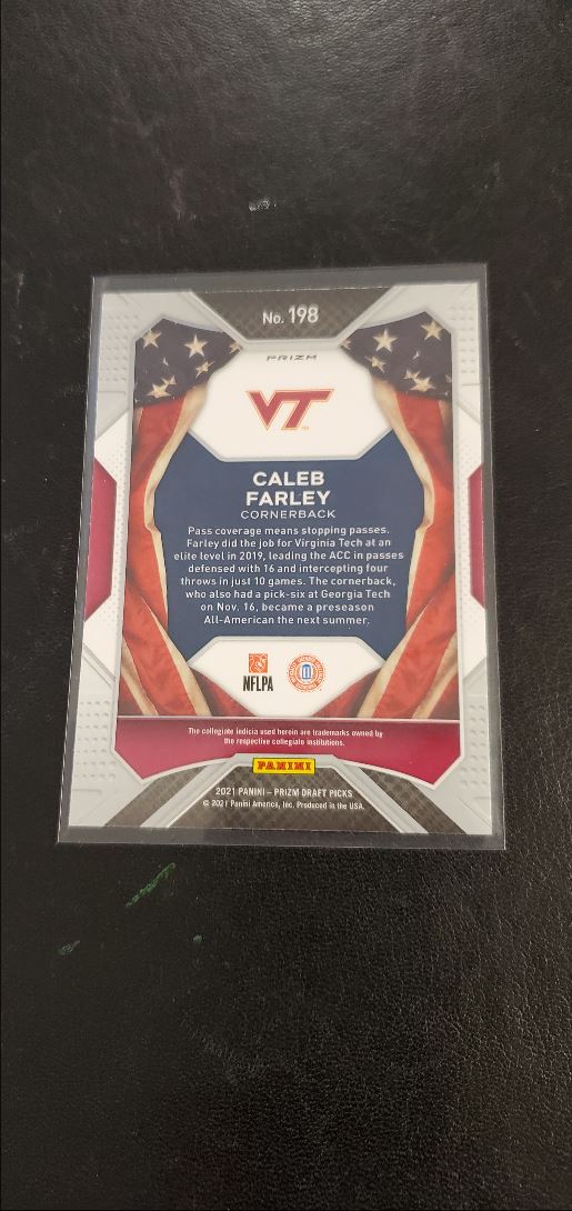 2021 Panini Prizm Draft Picks Collegiate Orange Cracked Ice All-Americans Caleb Farley