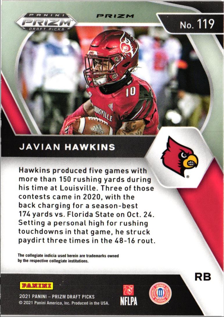 2021 Panini Prizm Draft Picks Collegiate Orange Ice Javian Hawkins