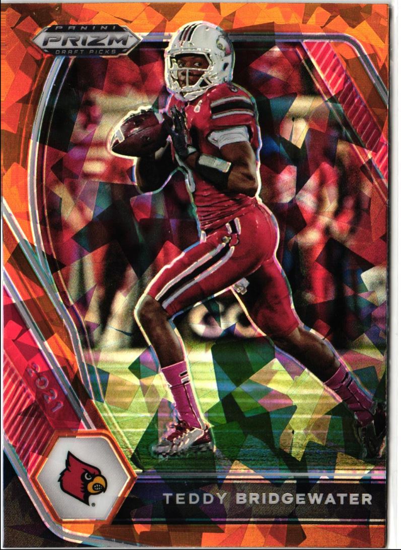 2021 Panini Prizm Draft Picks Orange Cracked Ice Teddy Bridgewater