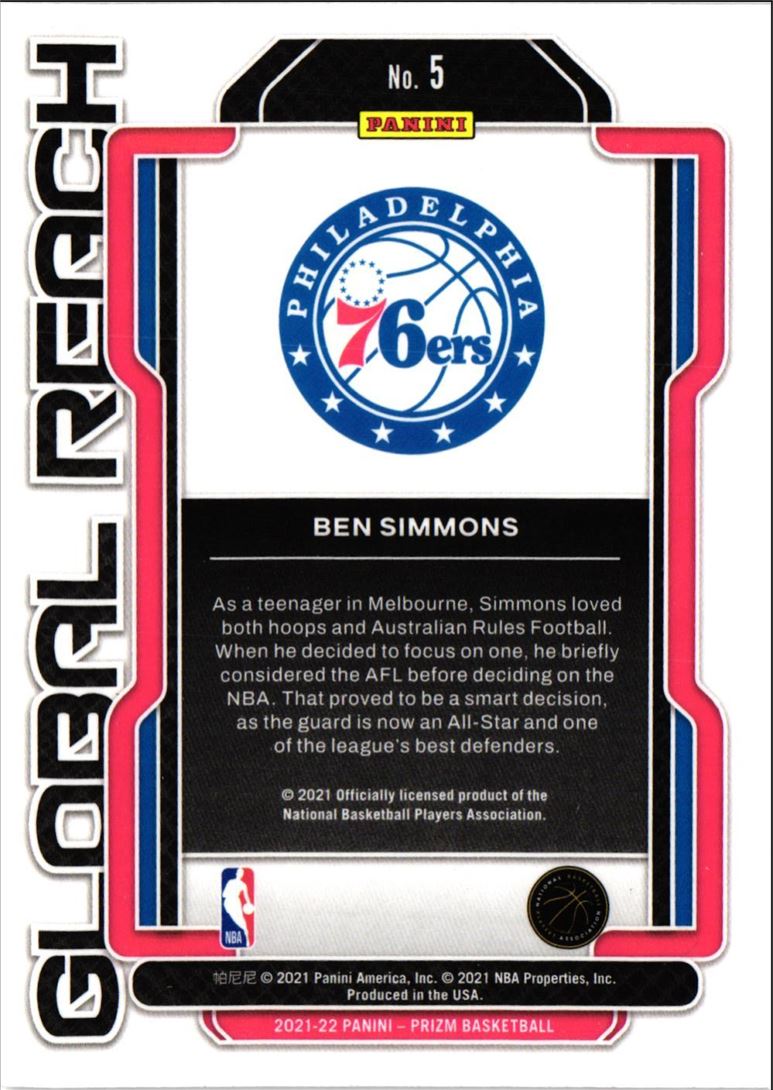 2021 Panini Prizm Global Reach Ben Simmons