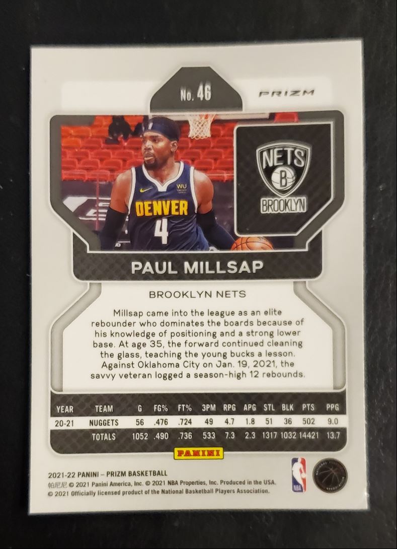 2021 Panini Prizm Orange Cracked Ice Paul Millsap