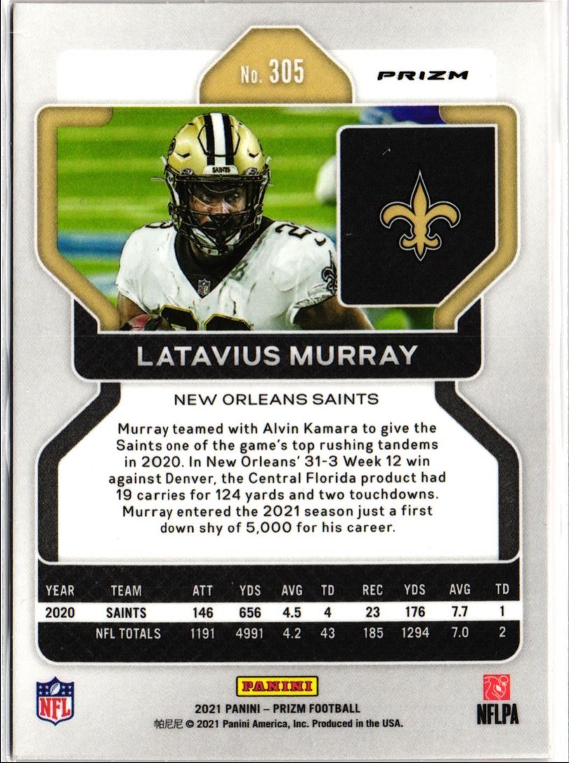 2021 Panini Prizm Orange Laser Prizm Latavius Murray