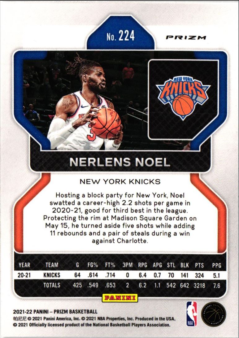 2021 Panini Prizm Silver Cracked Ice Prizm Nerlens Noel