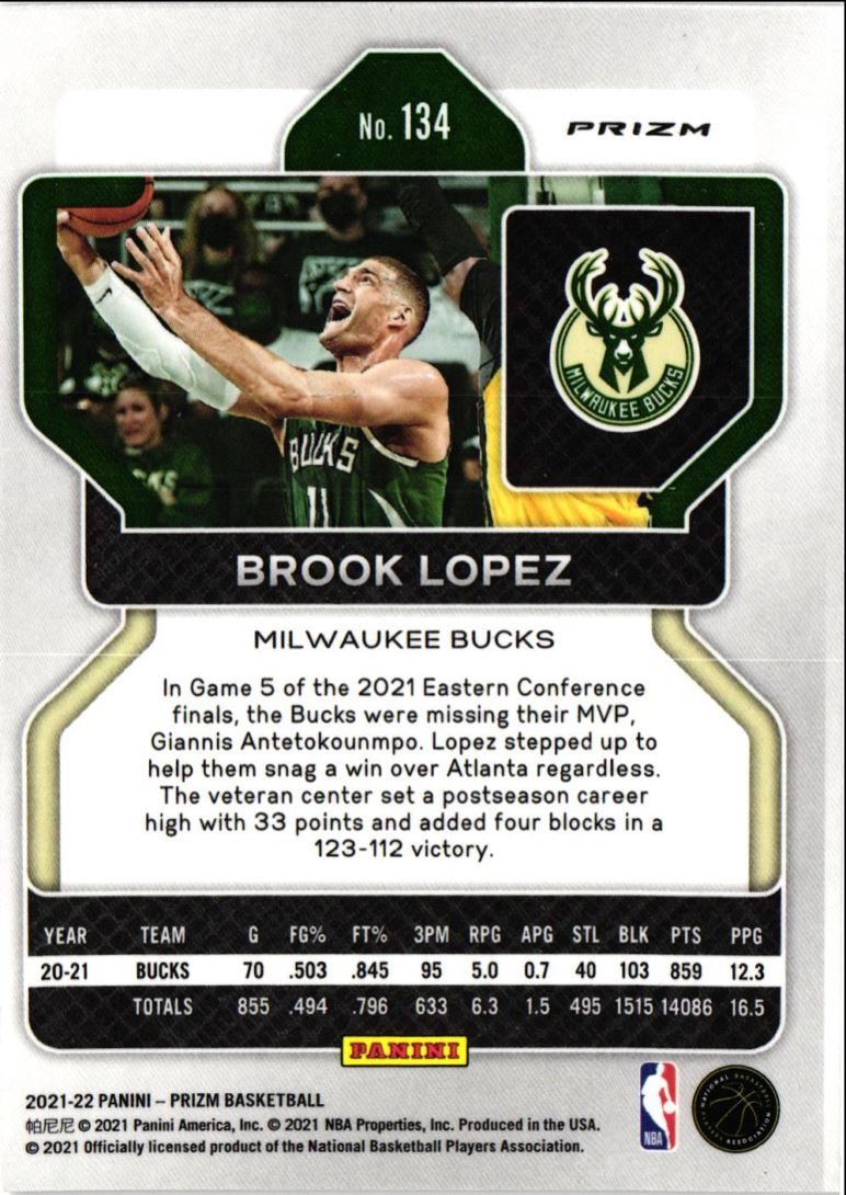 2021 Panini Prizm Silver Prizm Brook Lopez