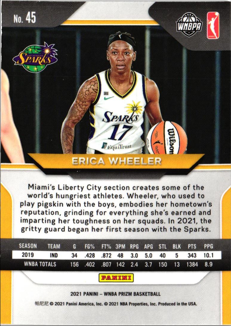 2021 Panini Prizm WNBA Erica Wheeler