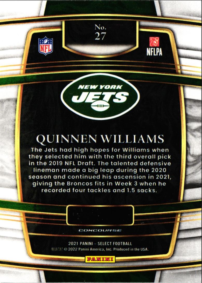 2021 Panini Select Quinnen Williams