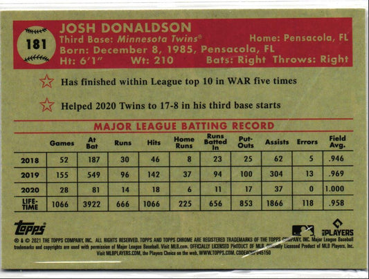 2021 Topps Chrome Platinum Anniversary Josh Donaldson