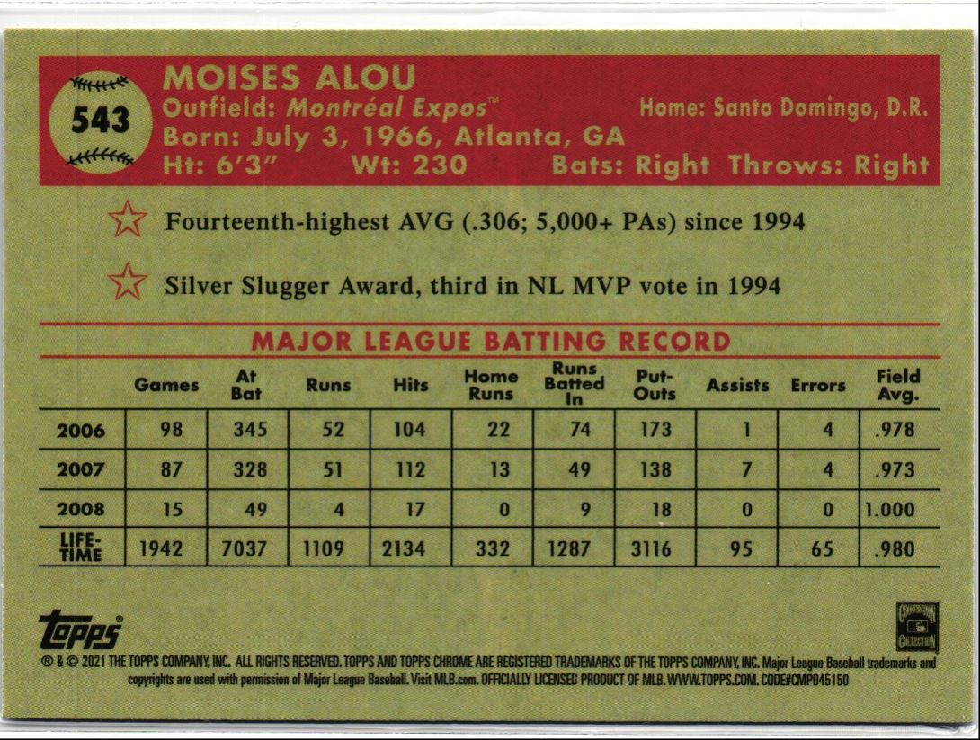 2021 Topps Chrome Platinum Anniversary Moises Alou