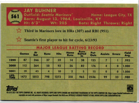 2021 Topps Chrome Platinum Anniversary Jay Buhner