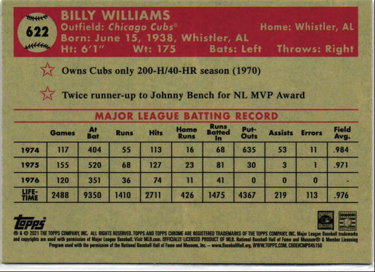 2021 Topps Chrome Platinum Anniversary Billy Williams