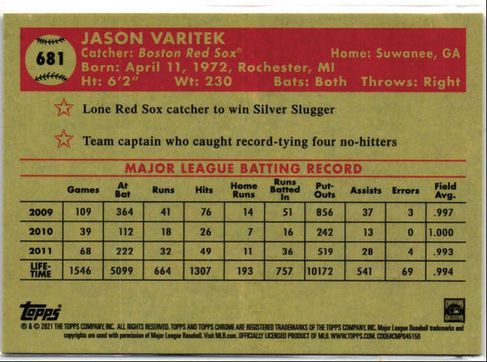 2021 Topps Chrome Platinum Anniversary Jason Varitek