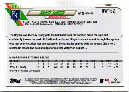 2021 Topps Holiday Brady Singer