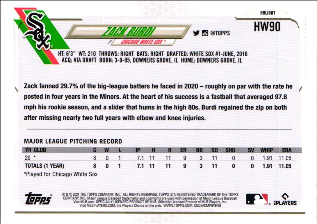 2021 Topps Holiday Zack Burdi