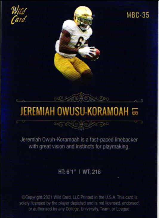 2021 Wild Card Matte Blue Jeremiah Owusu-Koramoah