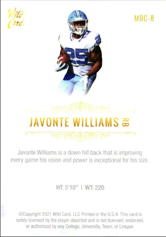 2021 Wild Card Matte White Javonte Williams