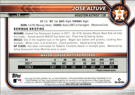 2022 Bowman Jose Altuve