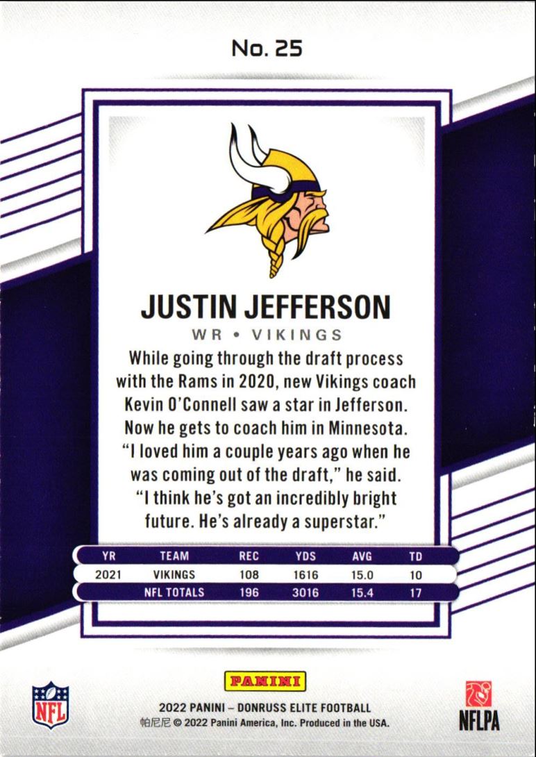 2022 Donruss Elite Justin Jefferson